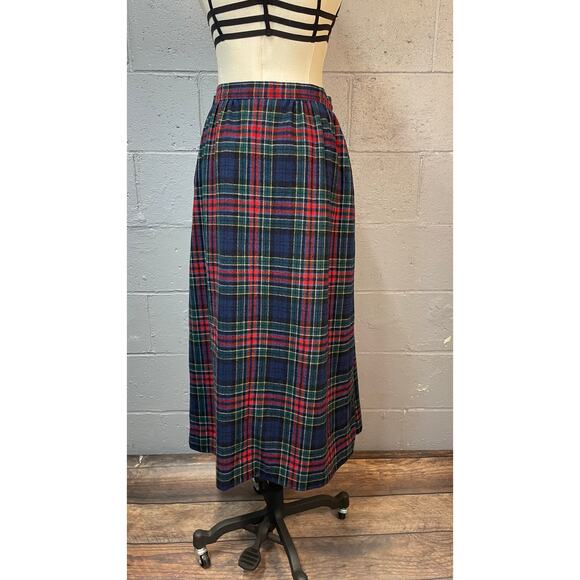 Vintage 1970s Pendleton Allison Tartan Plaid Wool Midi Skirt Size Small Preppy - Picture 1 of 9